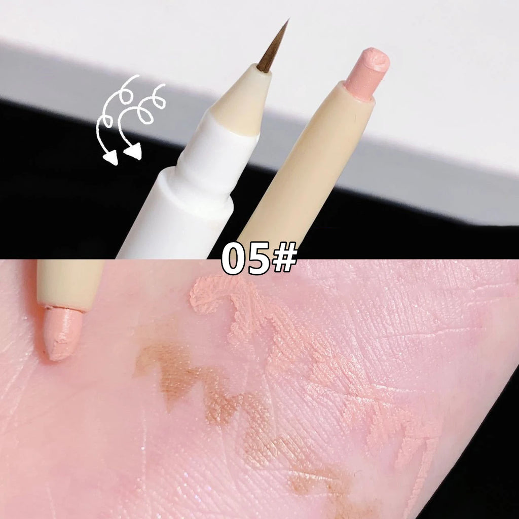 2 In 1 Liquid Eye Liner Shadow Pen Ultra Glitter Eyeliner Pencil Lasting Korean Eyes Makeup High Gloss Pigment Silkworm Gel Pen