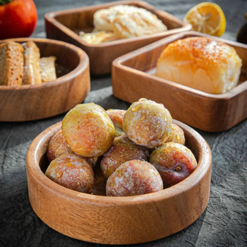 Japanese Style Wooden Fruit and Snack Tray - Round/Square Stackable