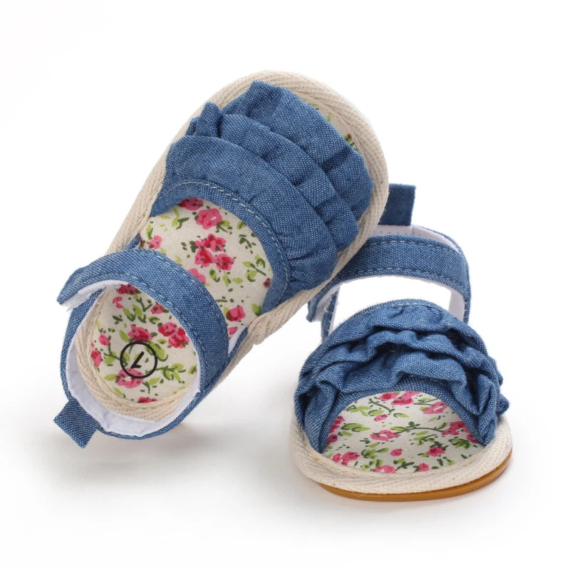 Sweet 0-18M Baby Cute Open Toed Pre School Summer Sandals Blue Princess Casual Soft Rubber Bottom Anti Slip Single Shoe Women's