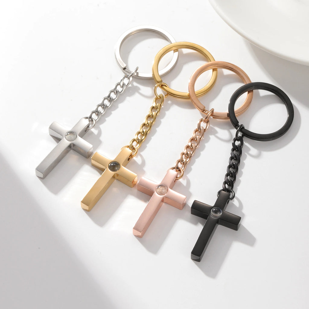 Dascusto Customized Cross Projection Necklace Men Personality Memorial Gifts For Birthday Anniversary Best Gifts Men's Jewelry