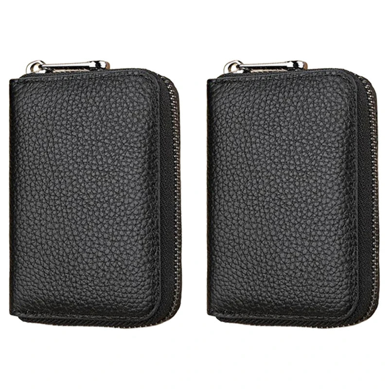 Unisex Minimalist RFID Blocking Card Holder Wallet With Zipper Coin Pocket Slim Credit Card Case For Men Women Small Purse