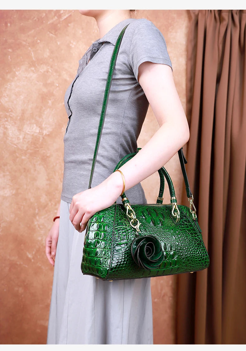 Crocodile Pattern High-End 2025 New Retro Fashion Handbag, Large-Capacity Texture, Single-Shoulder Crossbody Bag, Pillow Bag