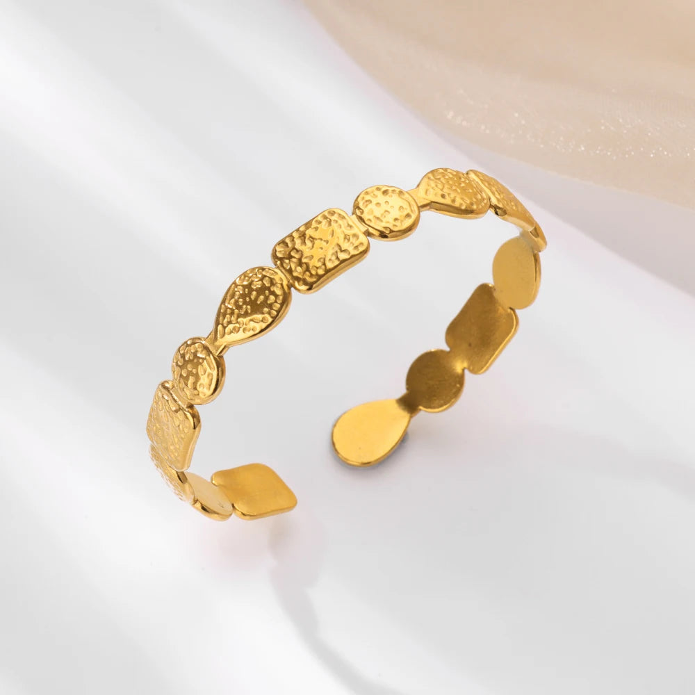 Stainless Steel Wide Bangles For Women'S Luxury Gold Color Chunky Flower Cuff Bangle Bracelet Femme Vintage Wedding Jewelry Gifts
