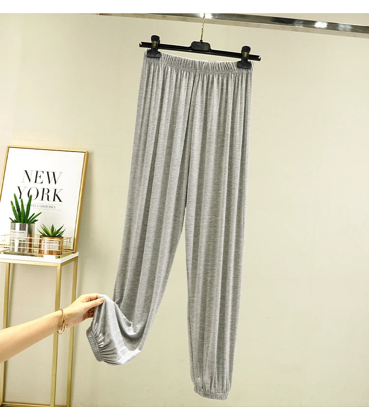 Loose Modal Women's Summer High Waist Wide Leg Pants Comfortable Casual Thin Sleepwear Mosquito Repellent  Color Trousers