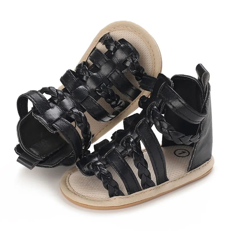 Spring and Summer High-Top Breathable Sandals for Baby Girls 0-12 Months Soft-Soled Toddler Shoes