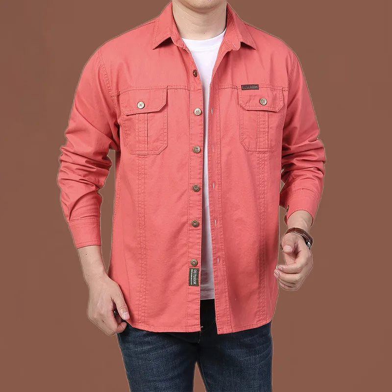 Military Tactical Men's Long Sleeve Shirt Cotton Casual Slim Fit Top Men's Outdoor Combat Training Sports Clothing Plus Size 5XL