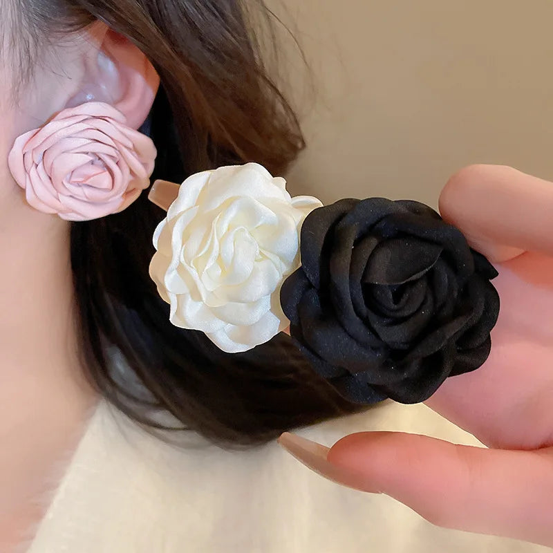 4 Pcs Jewelry Sets For Women'S Fabric Flowers Necklace Bracelet Earrings French Fashion Retro Style Girl Accessories Set
