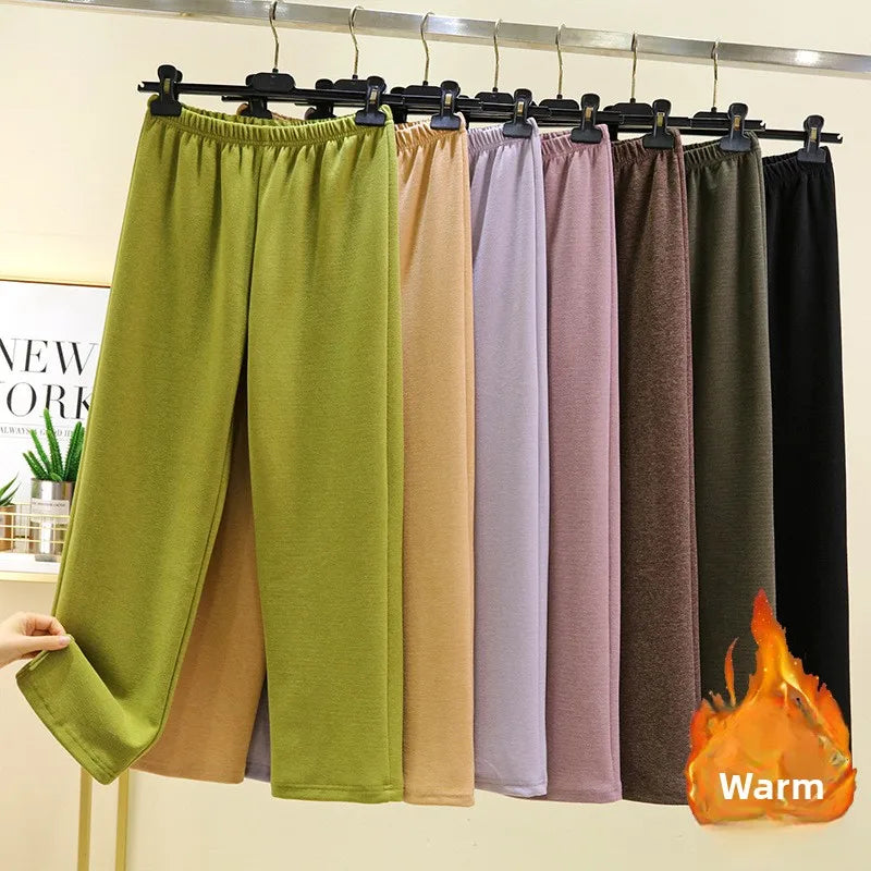 Thickened Double-sided Fleece Straight-leg Pants Women's Winter Sleepwear Sweatpants Casual Comfortable Long Trousers