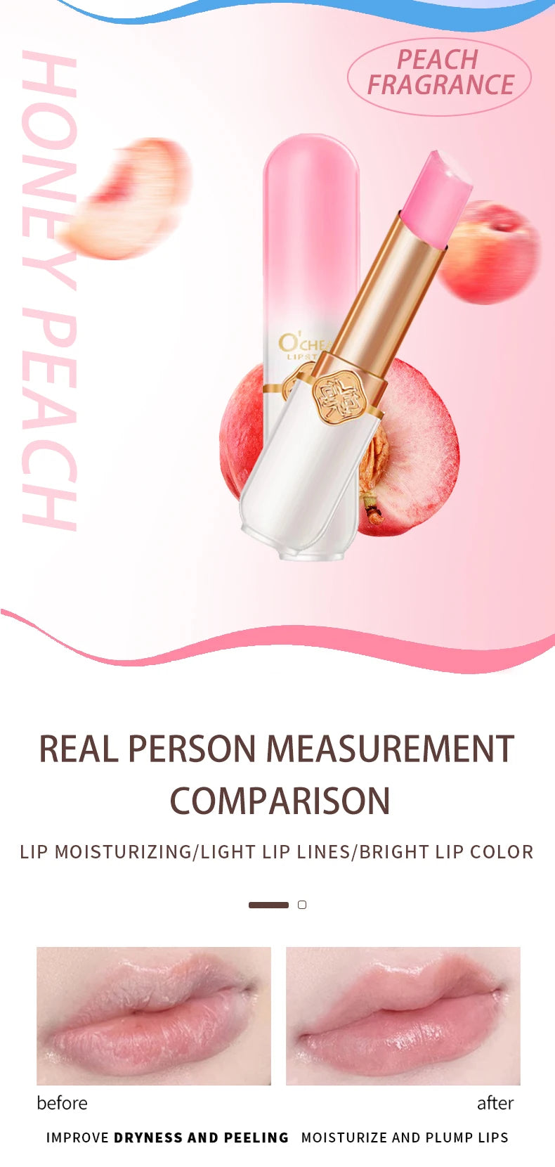 OCHEAL Color Changing Lipstick Fruit Lip Balm Moisturizing Waterproof Long Lasting Moisturizing Lip Balm Temperature Changing