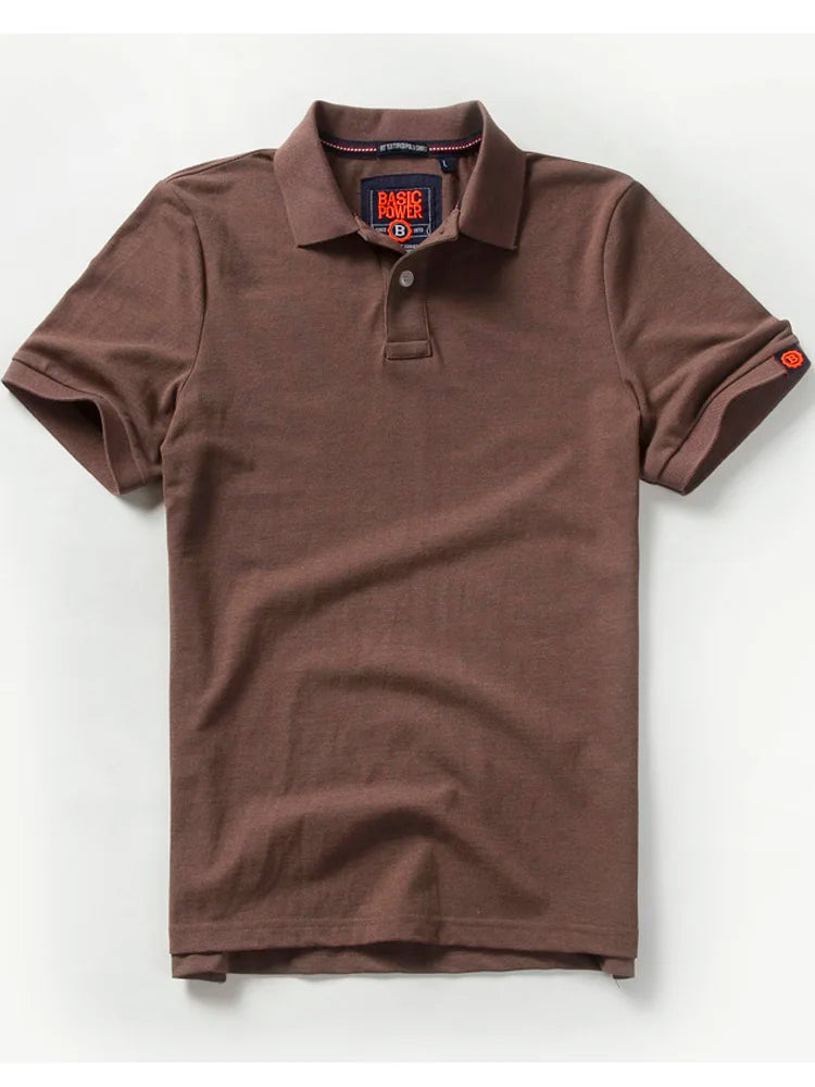 Summer Waed Ort Sve Men'S Irt Casual Vintage Brand Turn-Down Collar T-Irt Breathable Cotton Polyester Blend