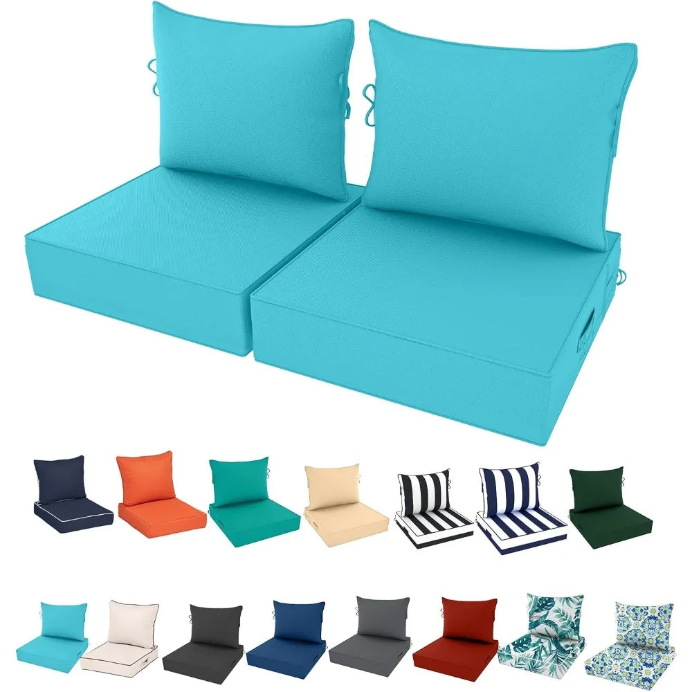 2 Set Outdoor Deep Seat Cushion 25.6x25.6 Lake Blue