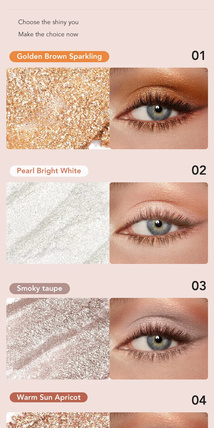 Jelly Eyeshadow Stick Holographic Pearl Shimmer and Delicate Glitter for Eye Brightening Long-Lasting Eyeshadow Highlight Stick