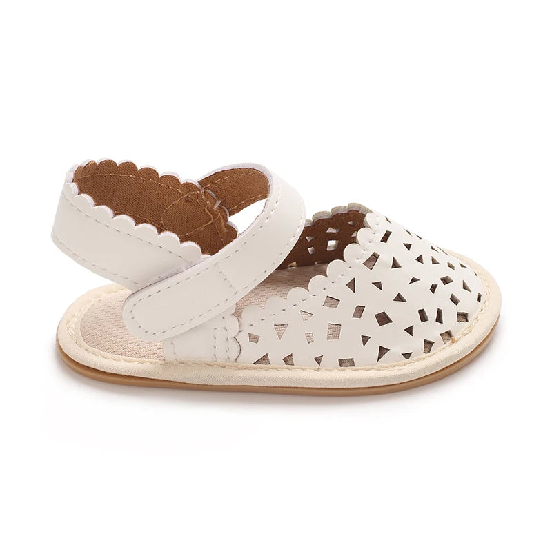 0-18M Baby Girls Summer Fashion Classic Minimalist Hollow Sandals Anti-Slip Casual Walking Shoes