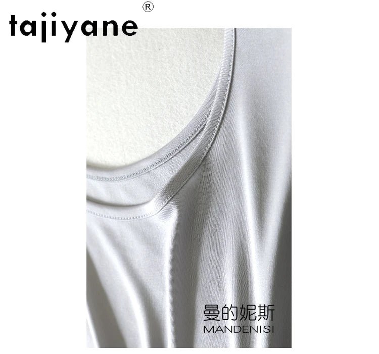 TAJIYANE 70% Mulberry Silk Tank Tops for Woman Elegant Sleeveless Summer Tops 2025 Solid Color Silk Vest Ladies Clothes кроп топ