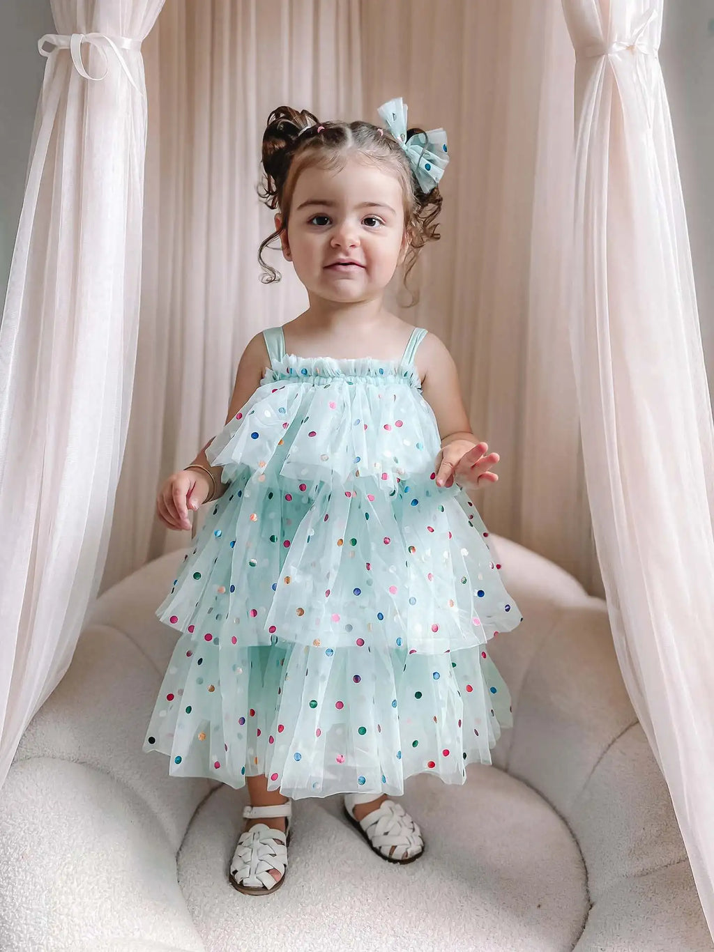 Baby Girl Princess Layered Tutu Dress Infant Toddler Child Sleeveless Suspender Dot Tulle Dresses for Casual Summer Baby Clothes