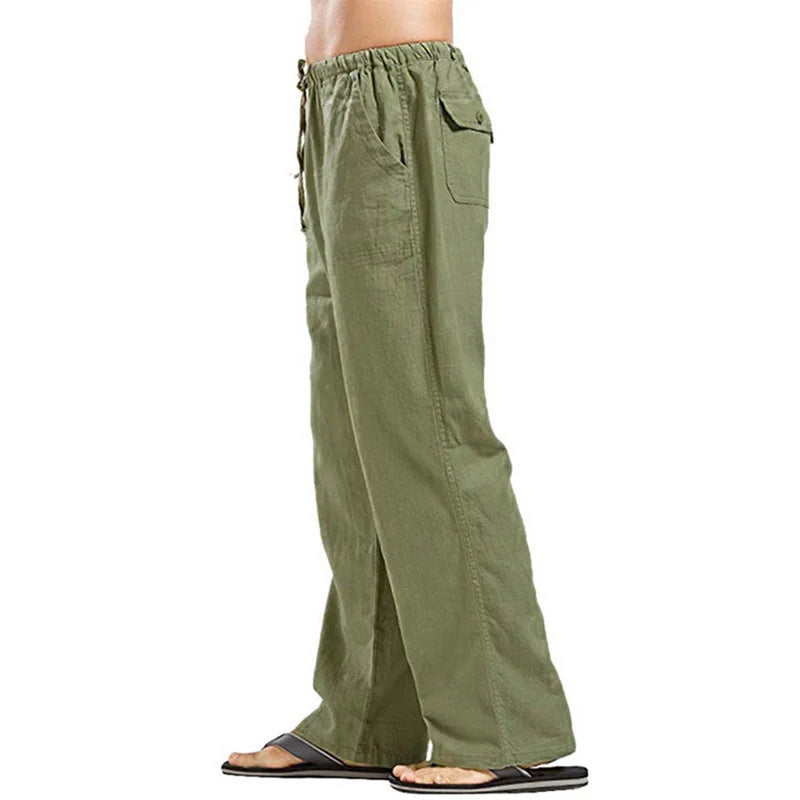 Spring Linen Wide Men Pants Korean Trousers Oversize Cotton Streetwear Male New Yoga Pants Casual Men Clothing Sweatpants