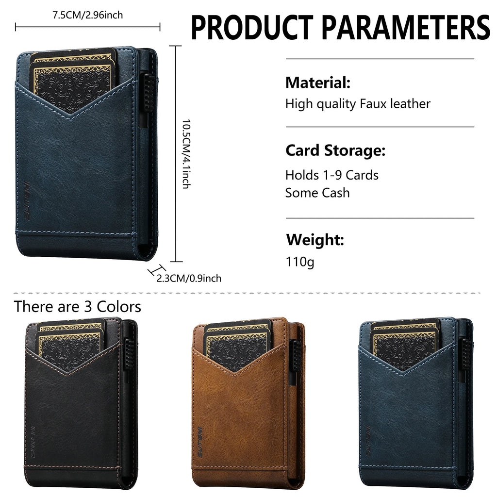 SUTENI Card Slot Wallet Flip Cover Faux Leather Card Box Pressing The Button Automatically Ejects The Card