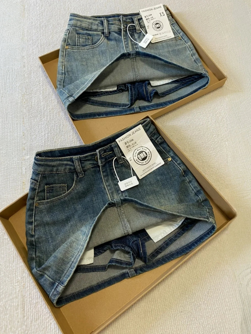 Hot Girl Denim  Skirt Summer plus Size Women's Pear Body Shape Slimming A-Line Short Skirt High Waist Non-Stretch Denim
