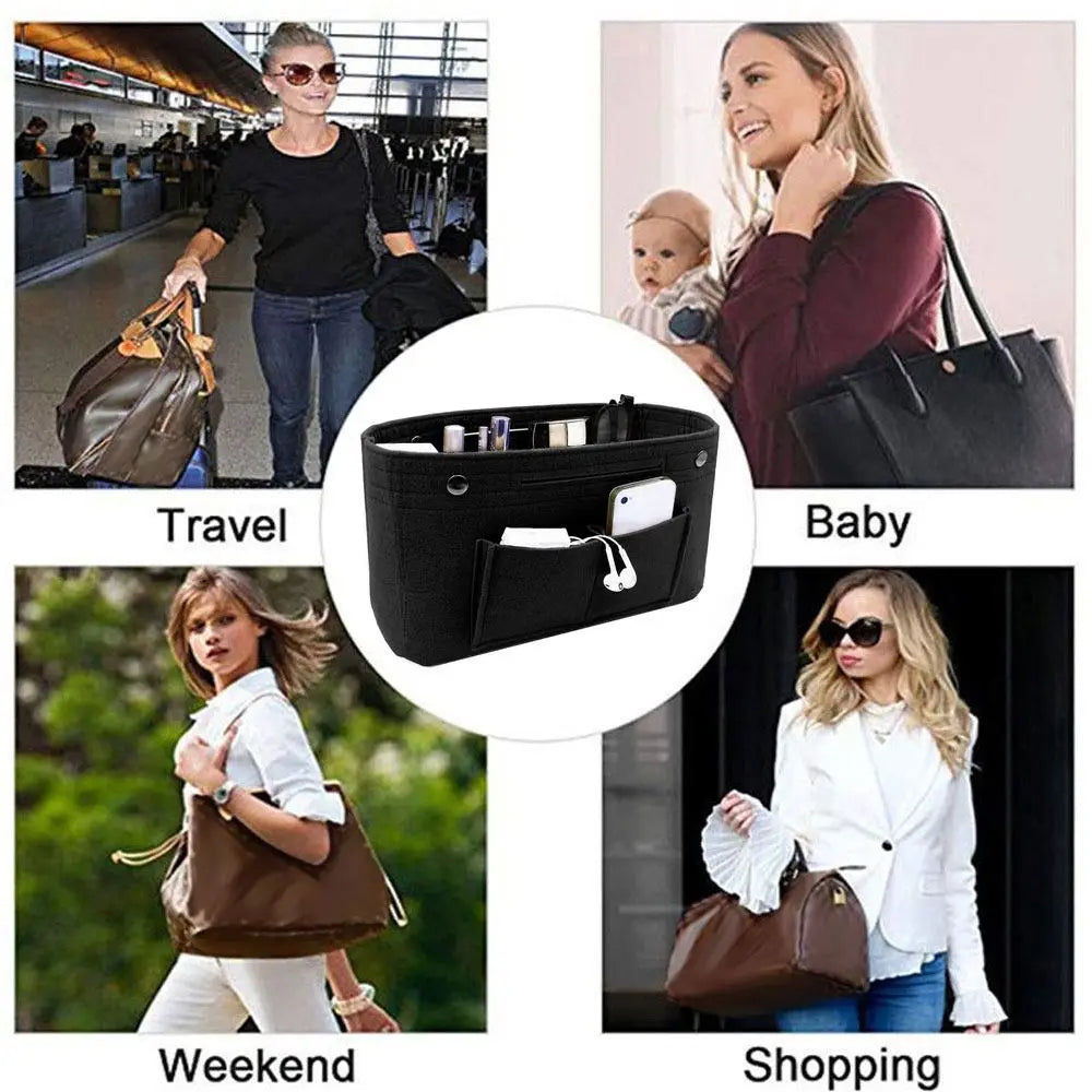 Women's Organizer Handbag Insert Bag Felt Travel Bag Insert Liner Purse Organiser Pouch