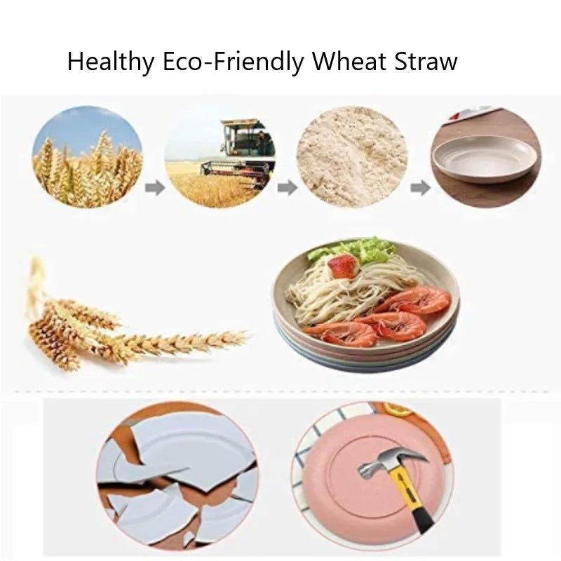1/4/6PCS Nordic Wheat Straw Plate Fruit Plate Vegetable Plate Plastic Bone Spitting Plate Dry Fruit Plate Tableware Large Plate