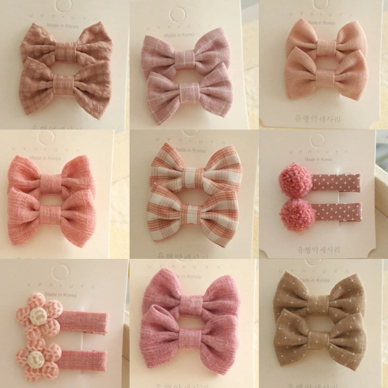 AITOUSHI Girls' Cotton Bow Hair Clips - Handmade Classical Headwear