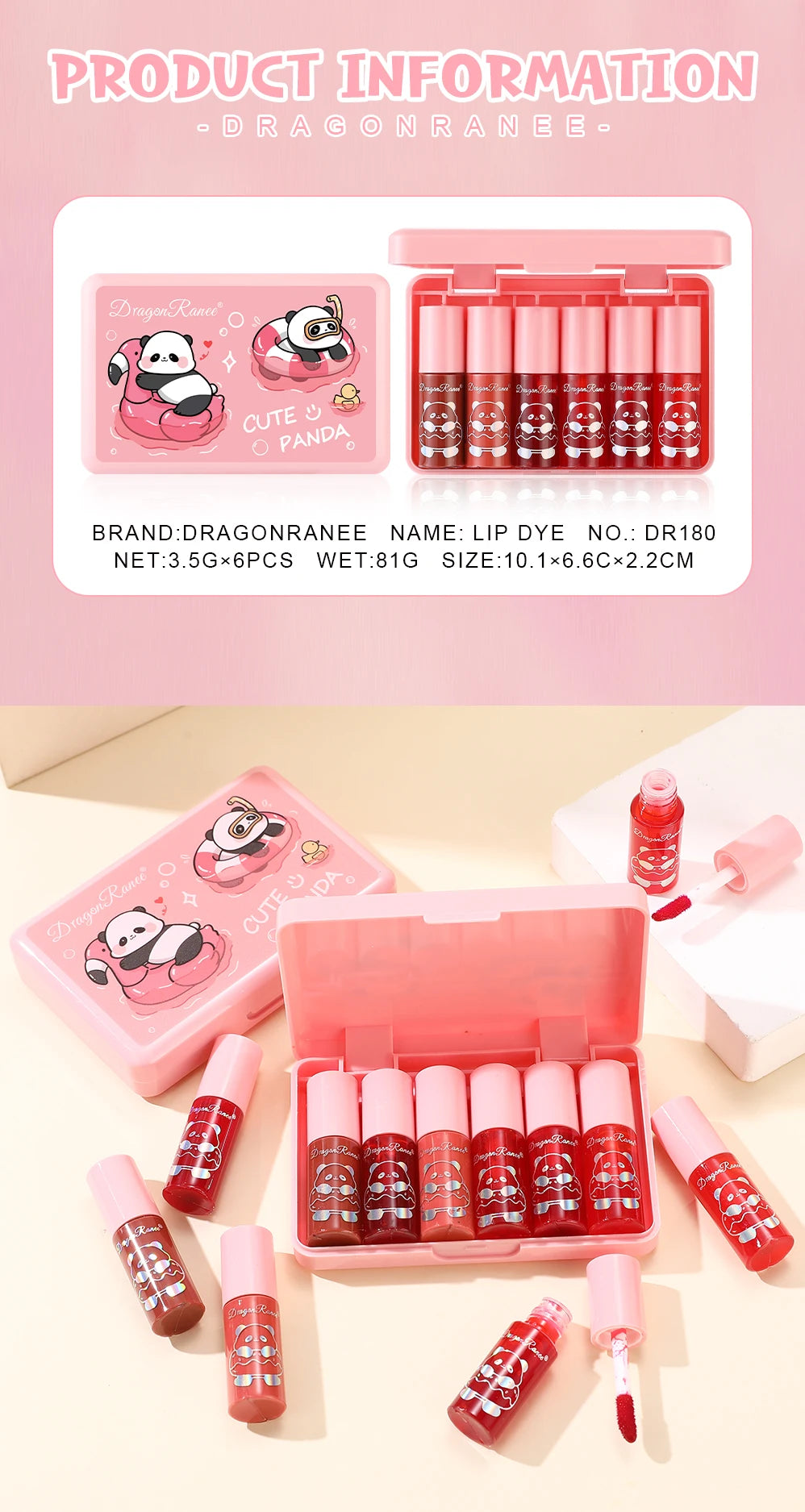 6Pcs/Set Lip Gloss Set Moisturizing and Nourishing Gentle Lipstick Non-Greasy Waterproof Lip Glaze Sweat-Proof Mirror Gloss Lipstick Long-Lasting Lip Glaze Set