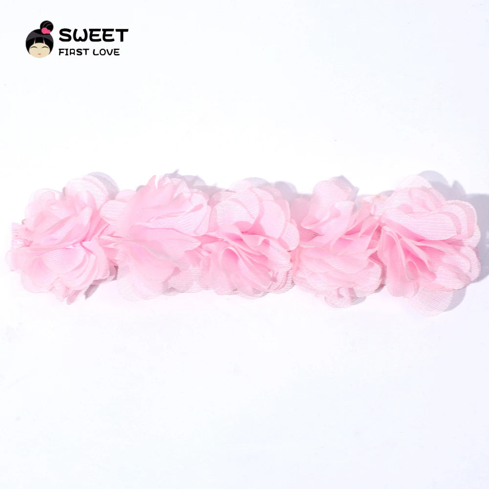 Pink Baby Flower Headband Pink Chiffon Hair Bands Handmade Diy Headwear Hair Accessories For Kids Children Newborn Toddler