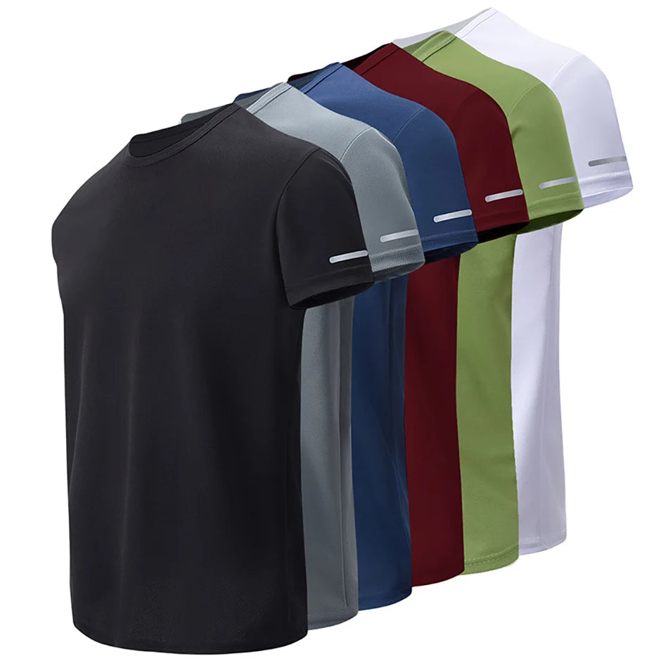 6/4 Pcs Men's Summer Multicolor Quick-drying Sports Short-sleeved Youth Running Fitness Basketball Football Breathable T-shirt