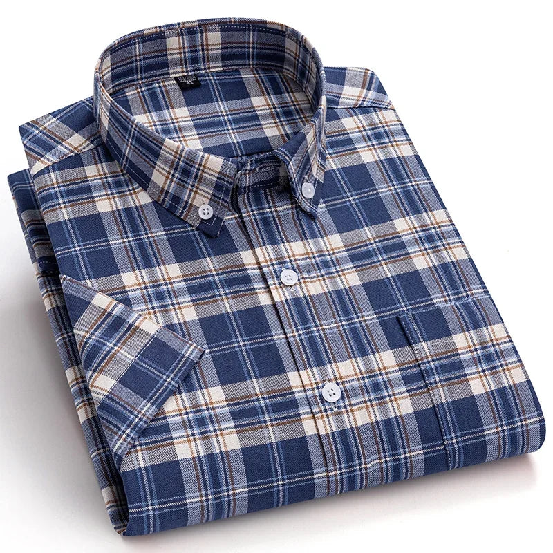 Men's Casual Short Sleeve Shirt - 100% Cotton Classic Fit 7XL