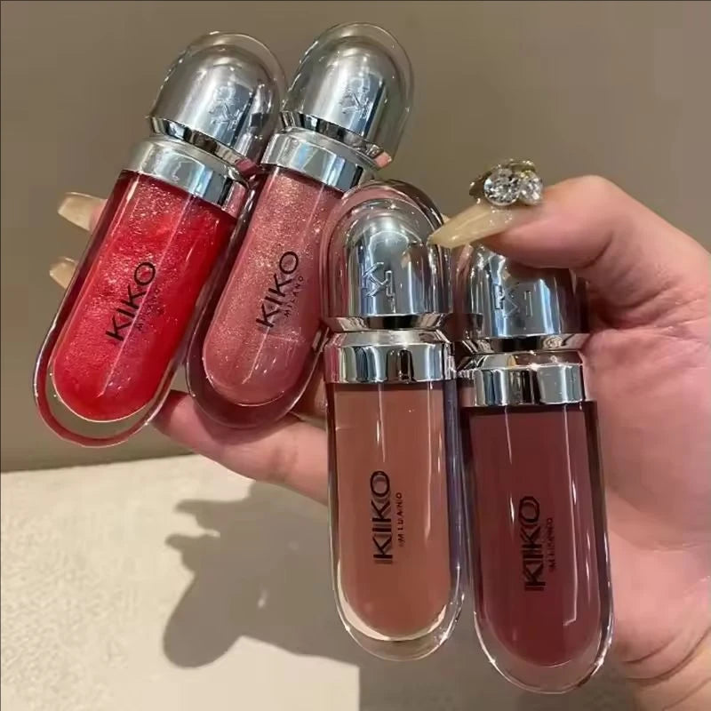 Kiko Makeup 3D Hydra LipGloss Non-fading Waterproof Blusher Moisturize Shimmer Makeup Lip Gloss Lipstick Brun Pearly Mauve Liner