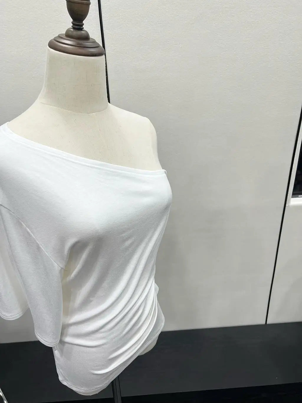 Summer New Style Casual Loose Shoulder Sexy White T-shirt Women's Short Sleeve Short Length Slimming Show Shoulder Top