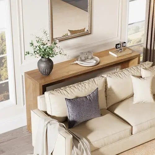 Farmhouse Console Table, 55-Inch Wooden Sofa Table with Storage for Entryway, Foyer, Hallway, Living Room, Easy