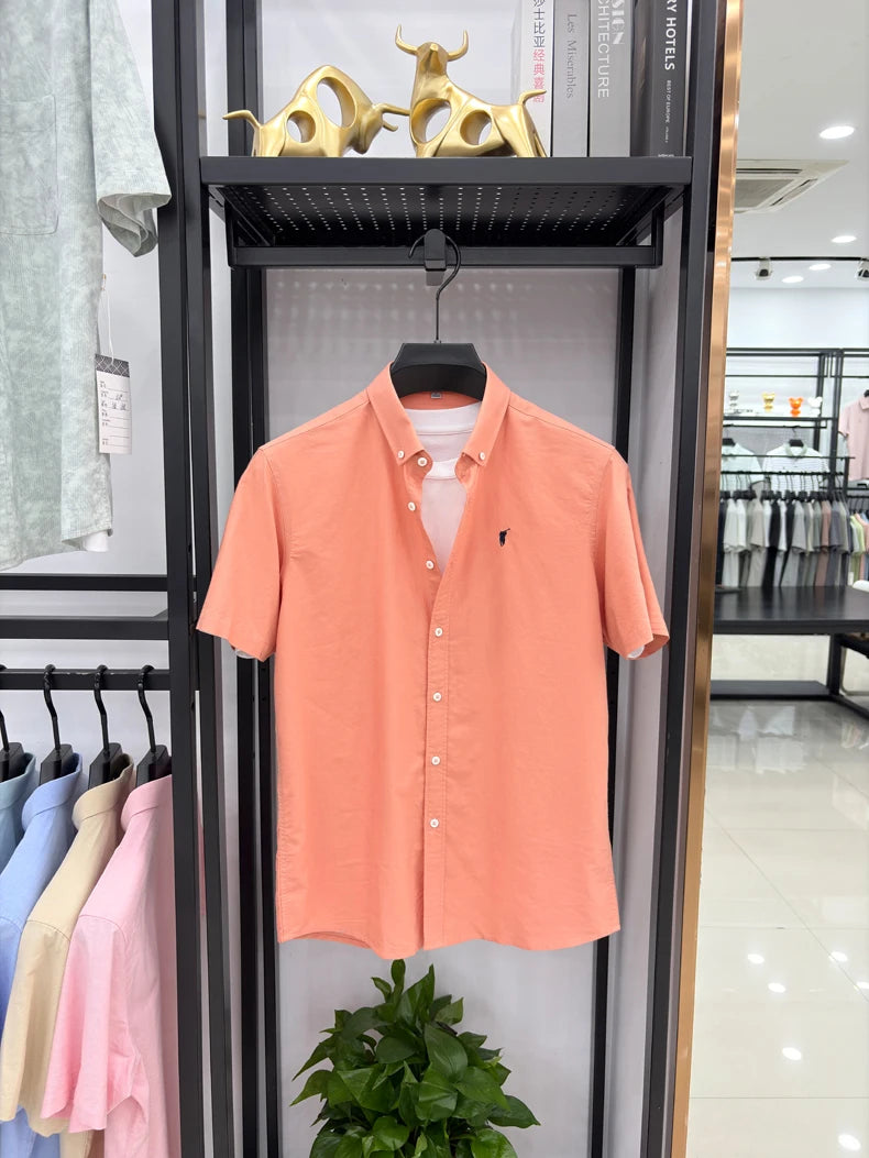 100% pure cotton short sleeve shirt summer new breathable men's T-shirt designer brand Paul Pony embroidery business casual top