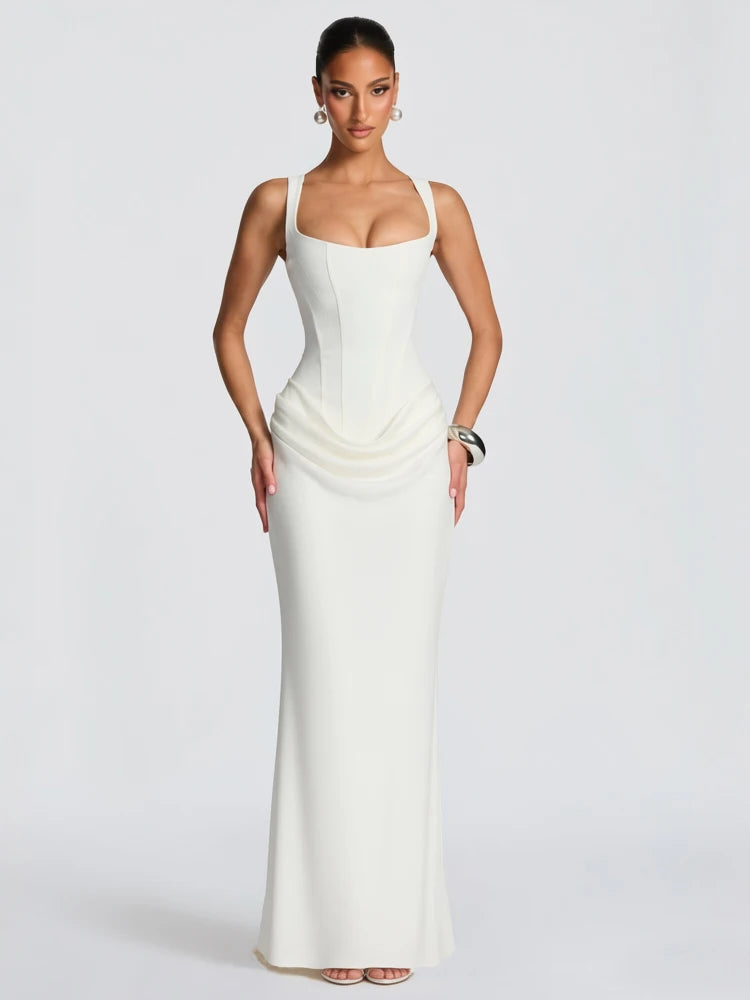 Mingmingxi White Sexy Corset Maxi Dress Outfit Women'S’S Evening Dress Long Black Dinner Ball Gown Elegant Prom Dresses