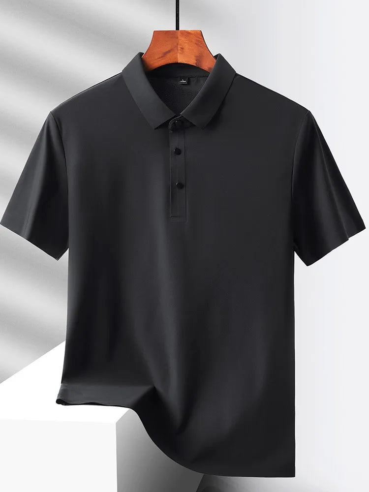 HeyMOMO Men's Ice Silk Polo Shirt - Short Sleeve Quick Dry Mesh Casual