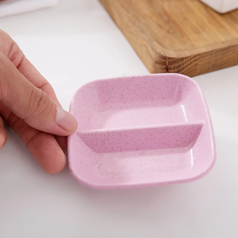 6PCS Wheat Straw Seasoning Dish Household Kitchen Creative Dipping Snack Dish Plastic Small Plate Tableware