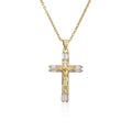 Newbuy Gold Color Jesus Cross Pendant Stainless Steel Chain Necklace For Women'S Men Classic Design Christain Jewelry