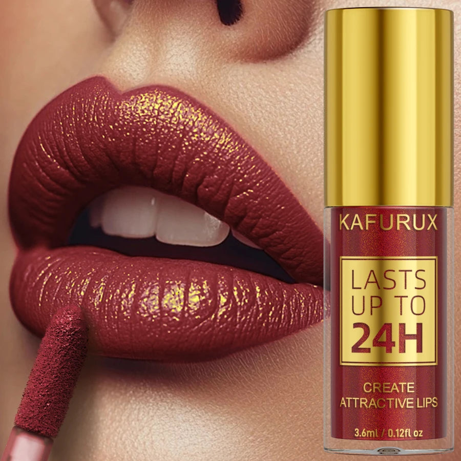 Kafurux Glitter Metallic Lip Gloss - Waterproof Long-Lasting Lip Tint