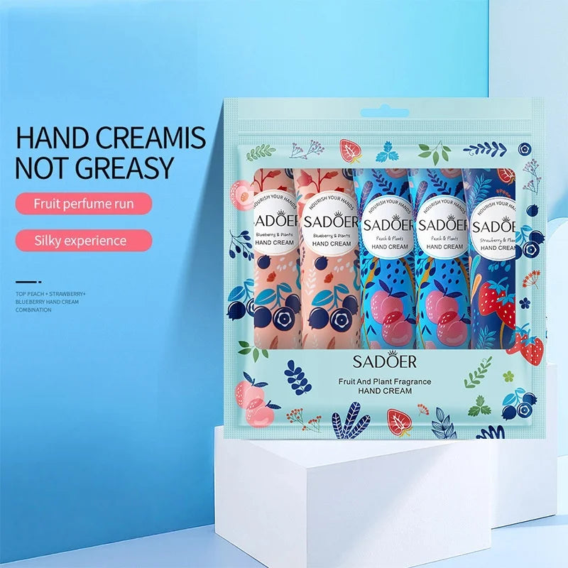 5 Pieces/Set Fruit Plant Fragrance Hand Cream Set, Moisturizing, Repairing, Anti-Drying Hand Lotion Set, Hand Skin Care Products
