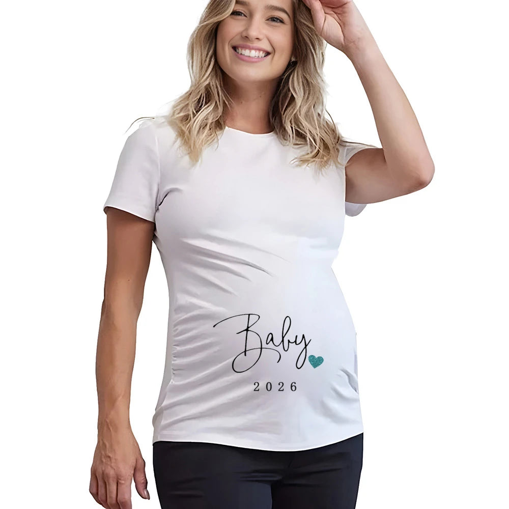 Pregnancy Announcement T Shirt For Expectant Moms Cute Baby Loading 2026 Print Short Sleeve Tee