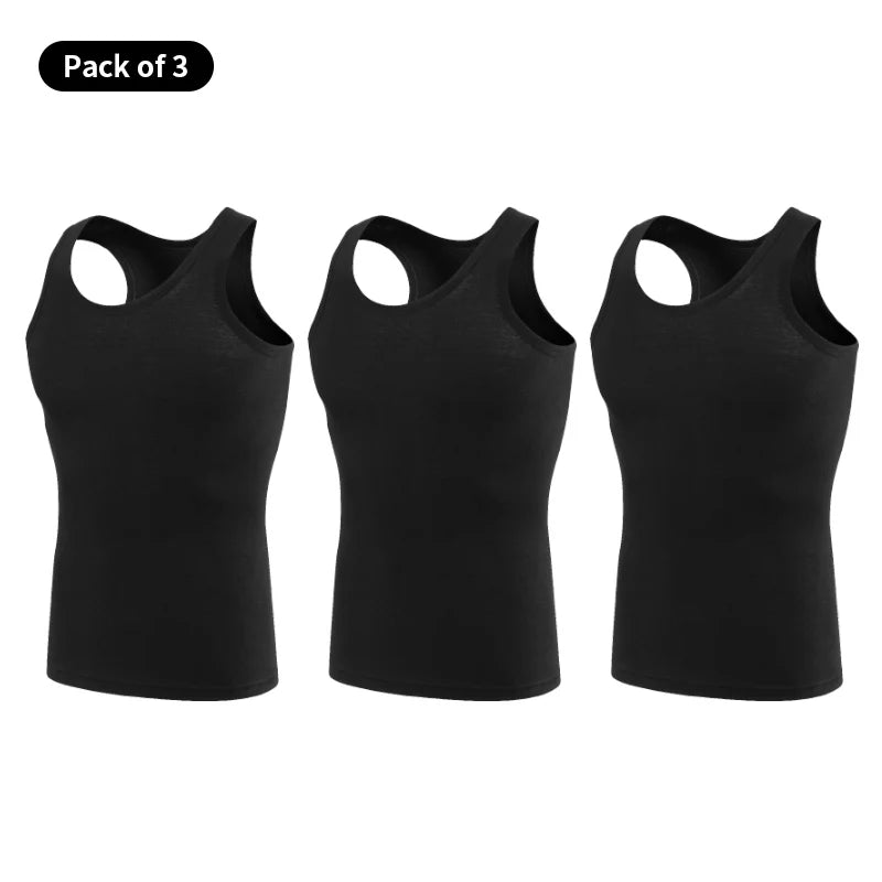 3/1 Piece Men'S Pure Cotton Vest Fitness Training Jacket Four Seasons Solid Color Tight Sleeveless T-Shirt Teenagers Casual Joke