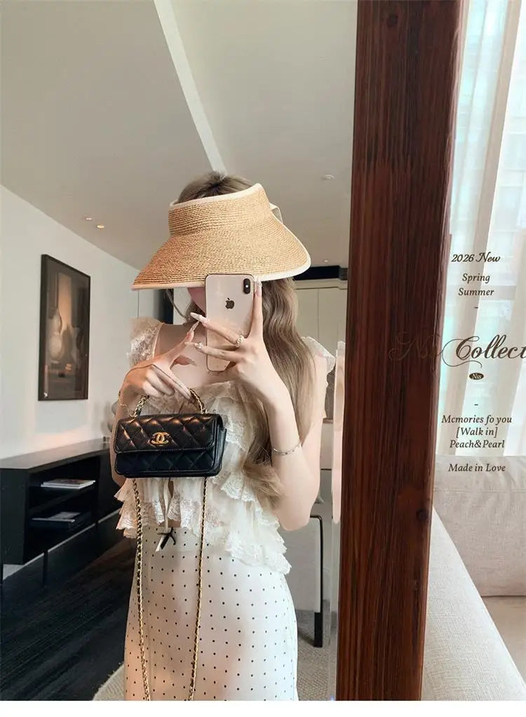 Korean Style Short Lace Halter Top Women's Summer New Design Pure Desire  Leaf  Spicy Girl Commute Loose Fit Casual