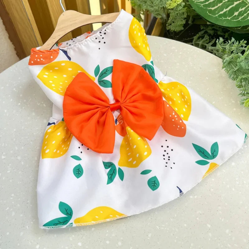 Dog Princess Dress For Small And Medium Dogs Summer Lace Bow Print Chic Pet Apparel Cute