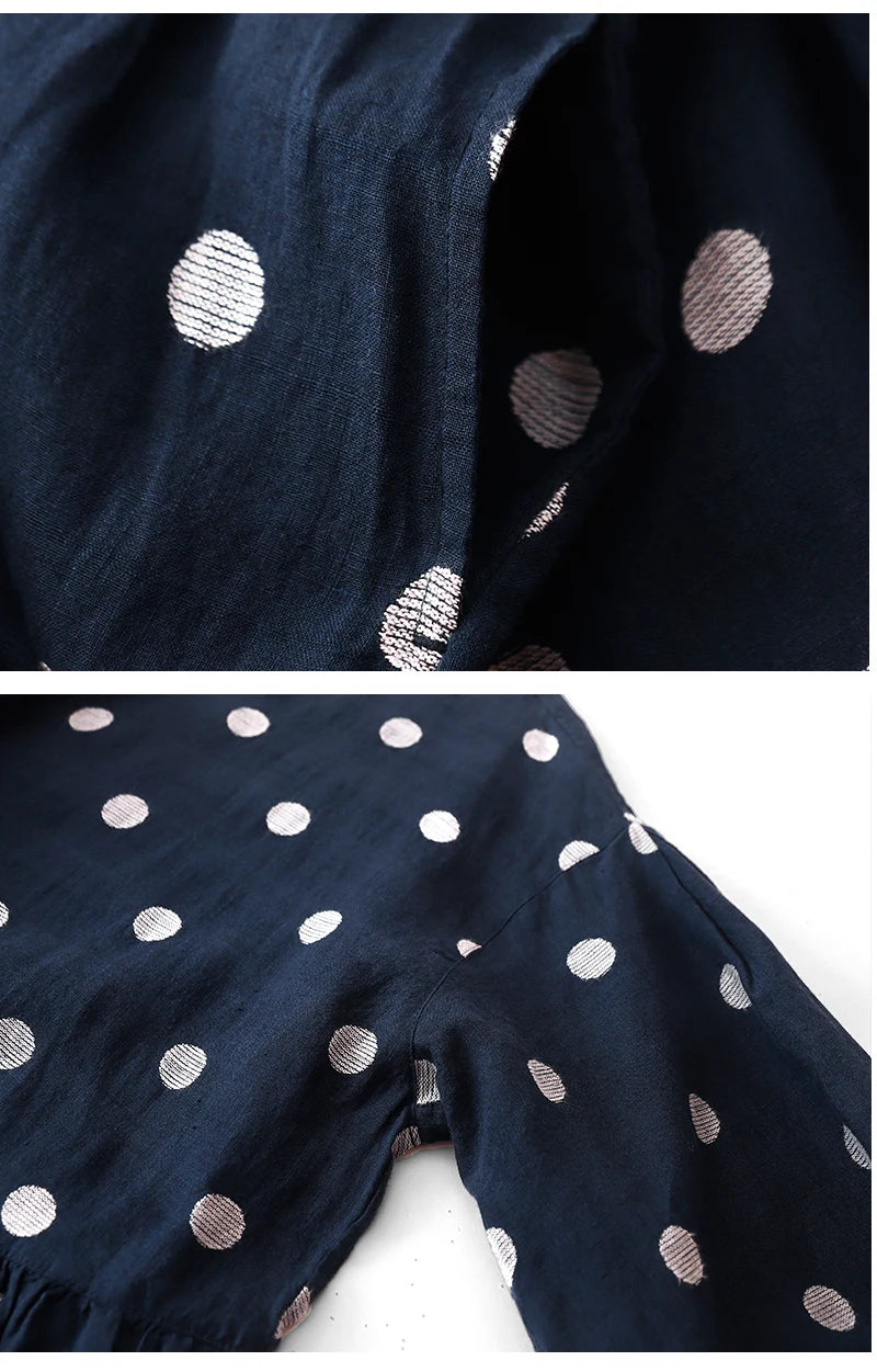 Cotton Vintage Polka Dot Dresses For Women New Korean Long Sleeve Loose Casual Dress Vestidos Elegant Clothes Spring Autumn 2026