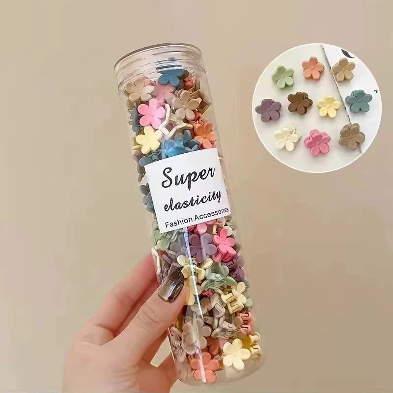 50pcs Cartoon Flower Hair Claw Clips for Girls - Colorful Resin