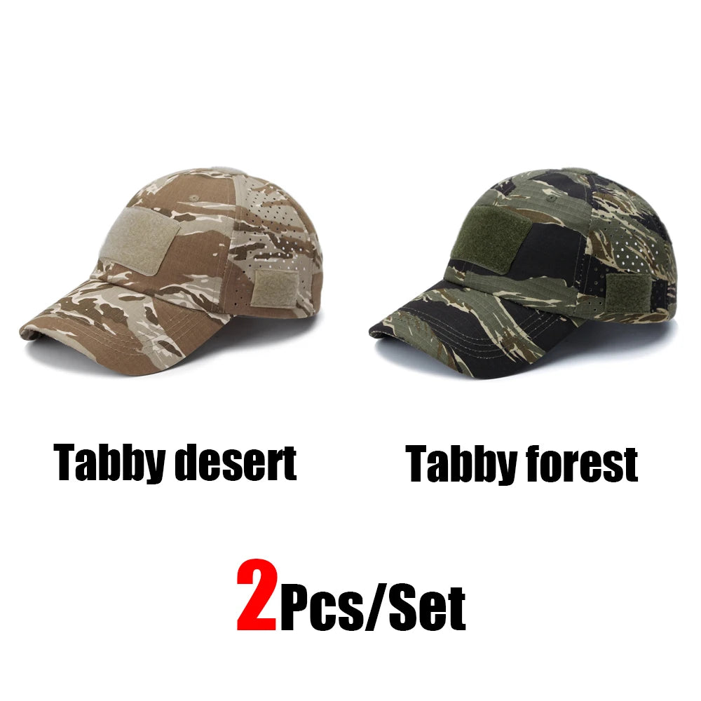 1/2Pcs New Men Camouflage Baseball Cap Breathable Sunscreen Hat Outdoor Sports Hunting Hiking Camping Beach Fishing Sun Hat