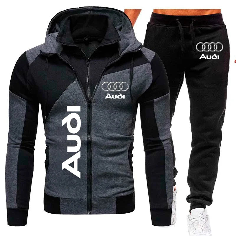 Audi Men's 2-Piece Fleece Tracksuit - Hooded Sweatshirt and Pants
