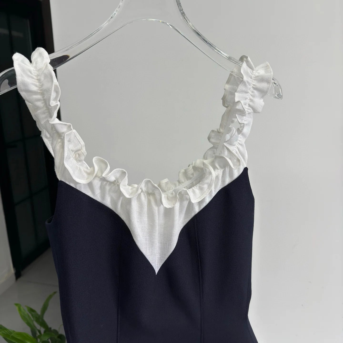 Sweet And Elegant Floral Trim Collar Dress Versatile Splicing Style Casual A-Line Skirt Suitable for All Seasons Shanghai Origin