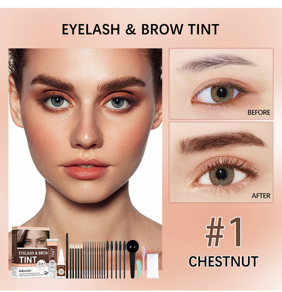 2 In 1 Fast Lash Lifting & Tint Kit Waterproof Sweat Resistant Semi Permanent Eyelash Perm Brow Lamination Enhancer Tool For Salon DIY Home Eye Beauty Supplies