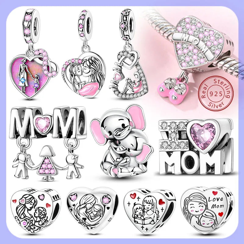 925 Sterling Silver Heart Charm Bead With Zircon Accent, GDTC Certified Fine Jewelry Gift For DIY Bracelet Makers